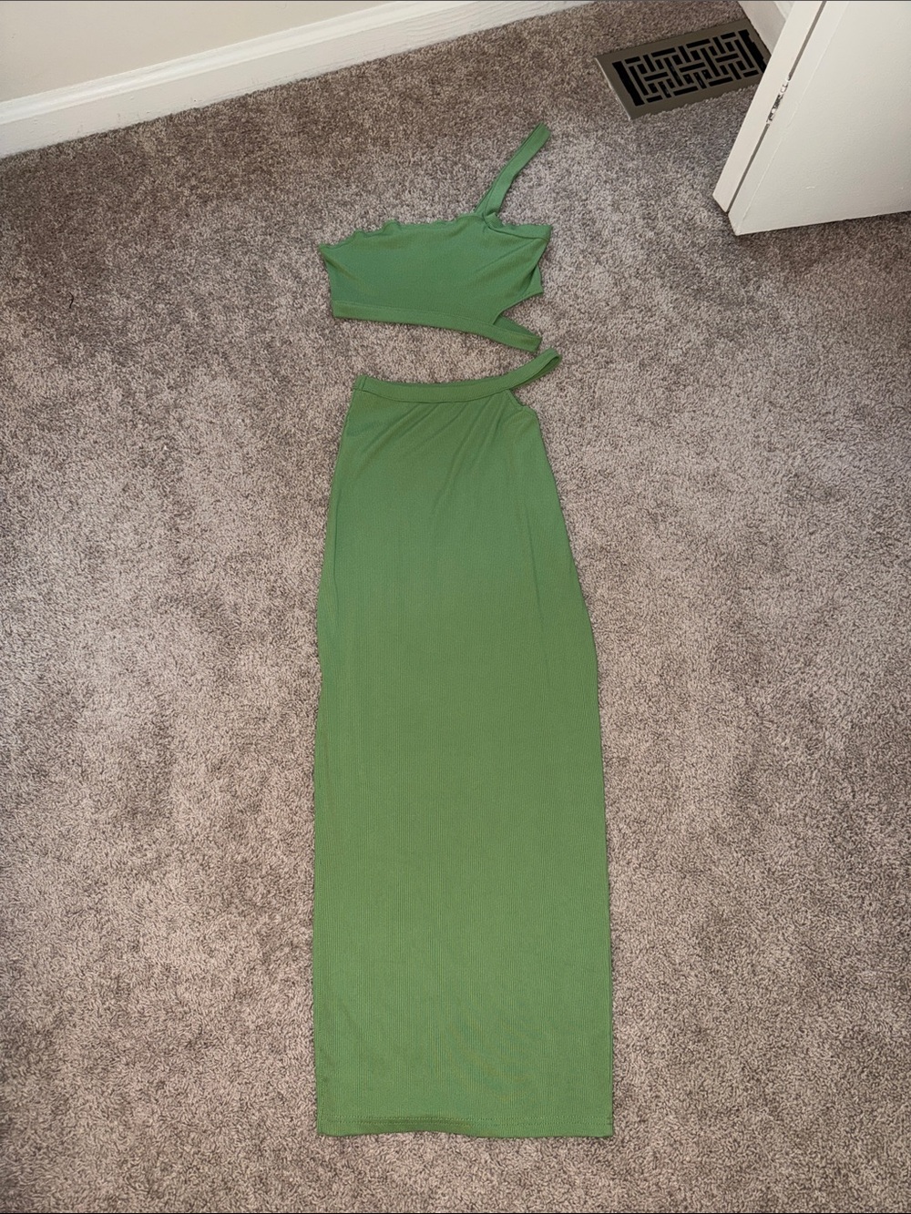 SHEIN Olive Green One-Shoulder Cutout Maxi Dress